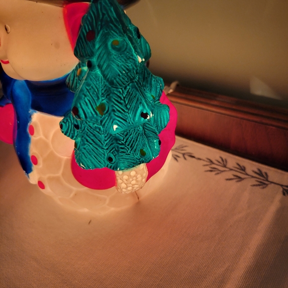 Vintage Snowman Top Hat Christmas Tree Blow Mold 7.5" Height - Picture 4 of 10